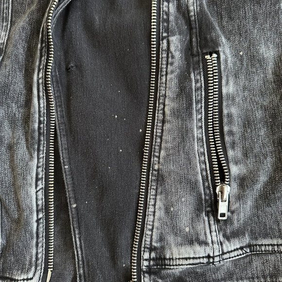 Liverpool Distressed Black Jean Jacket US Women's size L - Picture 10 of 11